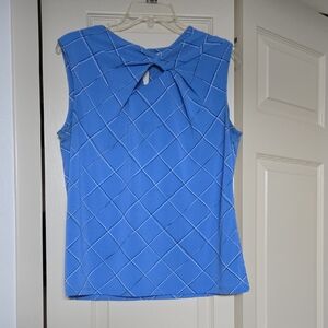 Liz Claiborne Blue Geometric Sleeveless Blouse